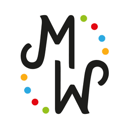 Logo von www.mareikewaidner.de: Initialien M und W mit bunten Punkten